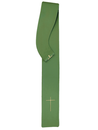 Richly decorated green chasuble with gold motif and wide IHS stripe - LITURGICAL SHOP