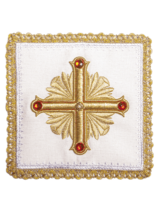 Richly embroidered chalice linen with stones. Made of linen - LITURGICAL SHOP