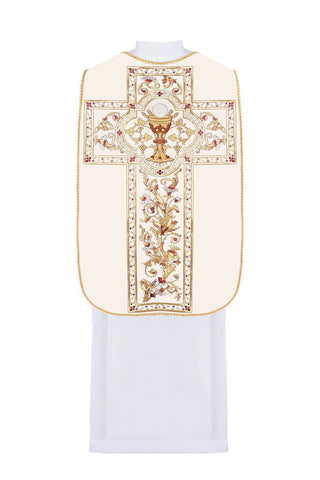 Roman chasuble embroidered with eucharistic chalice motif - LITURGICAL SHOP