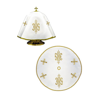 Round canning veil with delicate gold IHS embroidery - LITURGICAL SHOP