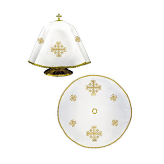 Round tinsel veil with classic gold embroidery - LITURGICAL SHOP