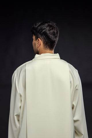 Embroidered priestly alb with a turtleneck in ecru or white