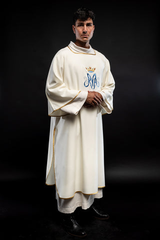 Dalmatic with Marian embroidery and gold-satin trim