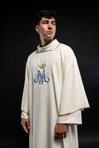 Dalmatic with Marian embroidery and gold-satin trim