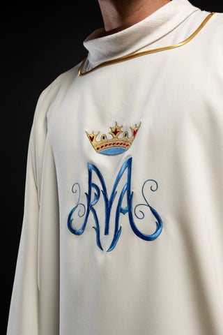 Dalmatic with Marian embroidery and gold-satin trim