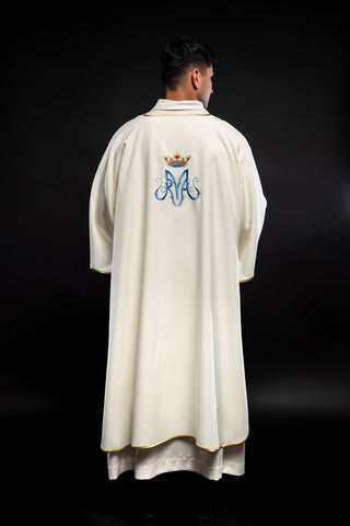 Dalmatic with Marian embroidery and gold-satin trim