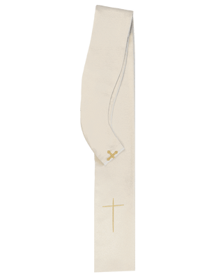 Shiny fabric chasuble inspired by rosary in ecru color - LITURGICAL SHOP