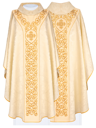 Velvet liturgical chasuble with richly decorated belt - LITURGICAL SHOP