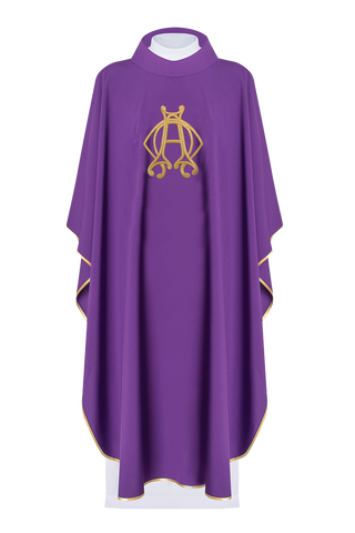 Violet Liturgical Chasuble with Alpha and Omega Motifs - LITURGICAL SHOP