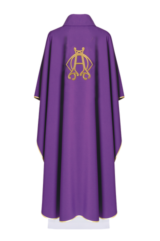 Violet Liturgical Chasuble with Alpha and Omega Motifs - LITURGICAL SHOP