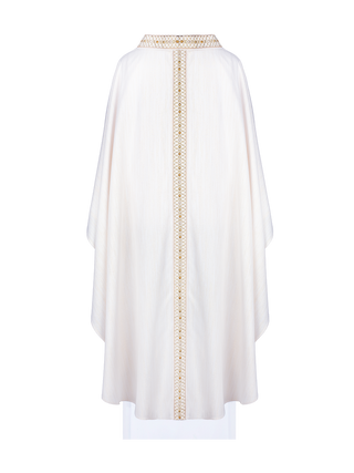 White Ornate with Embroidered Belt and Collar - LITURGICAL SHOP