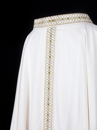 White Ornate with Embroidered Belt and Collar - LITURGICAL SHOP