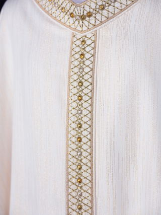 White Ornate with Embroidered Belt and Collar - LITURGICAL SHOP