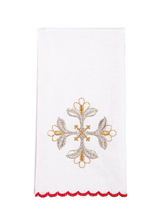 Complete set of chalice linens embroidered with Eucharistic motif Red