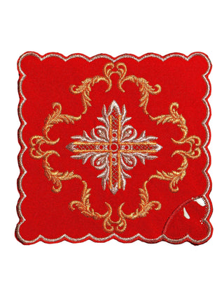 Set of chalice linens embroidered with a cross motif - Red