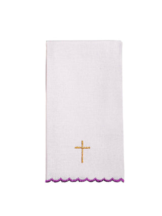 Set of embroidered chalice linens Purple IHS