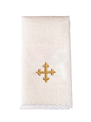 Set of linen chalice linens with IHS embroidery and ears of wheat