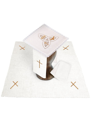 Set of Chalice Linens Embroidered with the HOLY TRINITY in Linen and Cotton