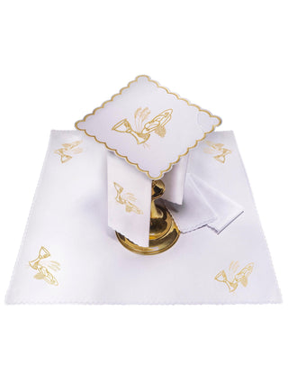 A complete set of chalice linens with eucharistic embroidery