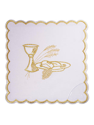 A complete set of chalice linens with eucharistic embroidery