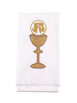 A complete set of chalice linens with Eucharistic embroidery in an elegant package