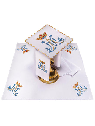 Embroidered Chalice Set with Marian Motif