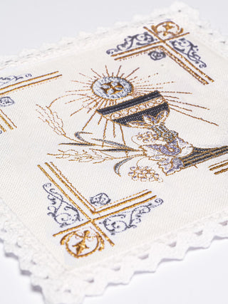 Embroidered Linen Chalice Set with Eucharistic Motif