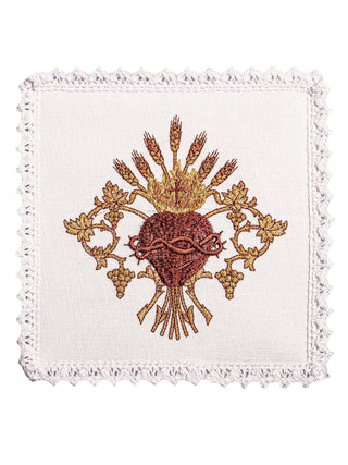 Linen chalice set embroidered with a Eucharistic motif