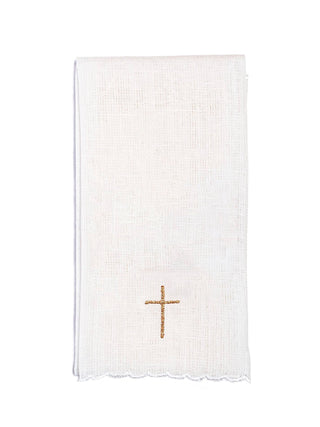 Set of linen chalice linens with Eucharistic embroidery IHS and cross