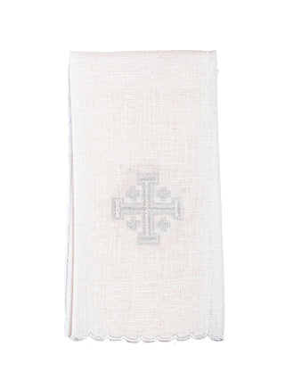 Embroidered Linen Chalice Set with Jerusalem Cross Motif