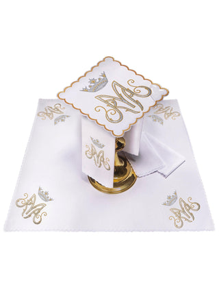 Marian Chalice Set with Gold and Silver Embroidery