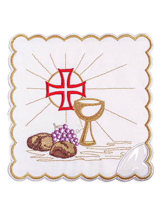 A complete set of chalice linens with Eucharistic embroidery and grape motif