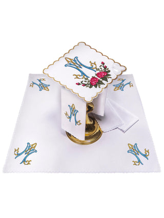 Chalice set with colorful Marian embroidery