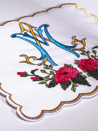 Chalice set with colorful Marian embroidery