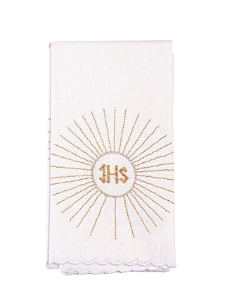 A complete set of chalice linens with gold eucharistic embroidery