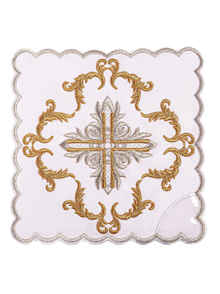 A complete set of chalice linens with gold eucharistic embroidery