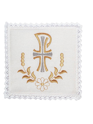 A complete set of chalice linens with the PAX motif and gold embroidery