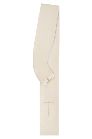 Liturgical chasuble made of shiny fabric with gold embroidery and beads