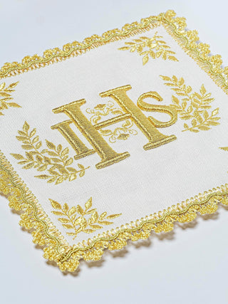 Linen Chalice Set with IHS Embroidery - 4 Pieces