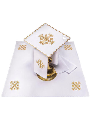 cup set with cross embroidery white - LITURGICAL SHOP