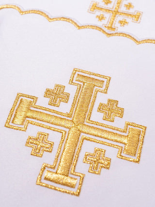 cup set with cross embroidery white - LITURGICAL SHOP