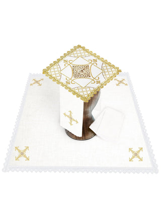 Linen Chalice Set with Eucharistic IHS Embroidery