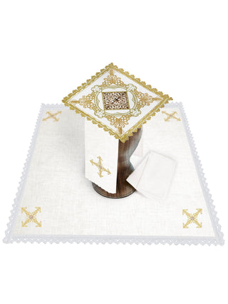 Linen Chalice Set with Eucharistic IHS Embroidery