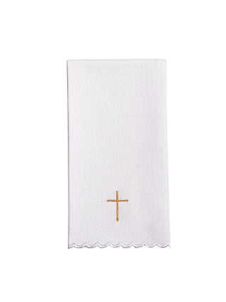 Chalice linen set with embroidered golden crosses in an elegant packaging