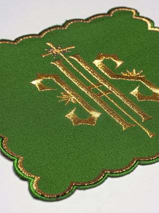 Green Chalice Linen Set with IHS Embroidery