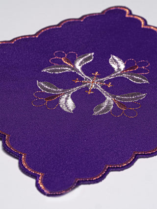 Set of Chalice Linens with Embroidered Cross Purple