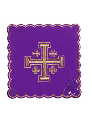 Chalice Linen Set with Jerusalem Cross Embroidery in Purple