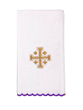 Chalice Linen Set with Jerusalem Cross Embroidery in Purple