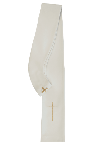 Cream liturgical chasuble with IHS and PAX embroidery