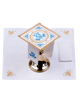 Linen Chalice Set with Marian Embroidery